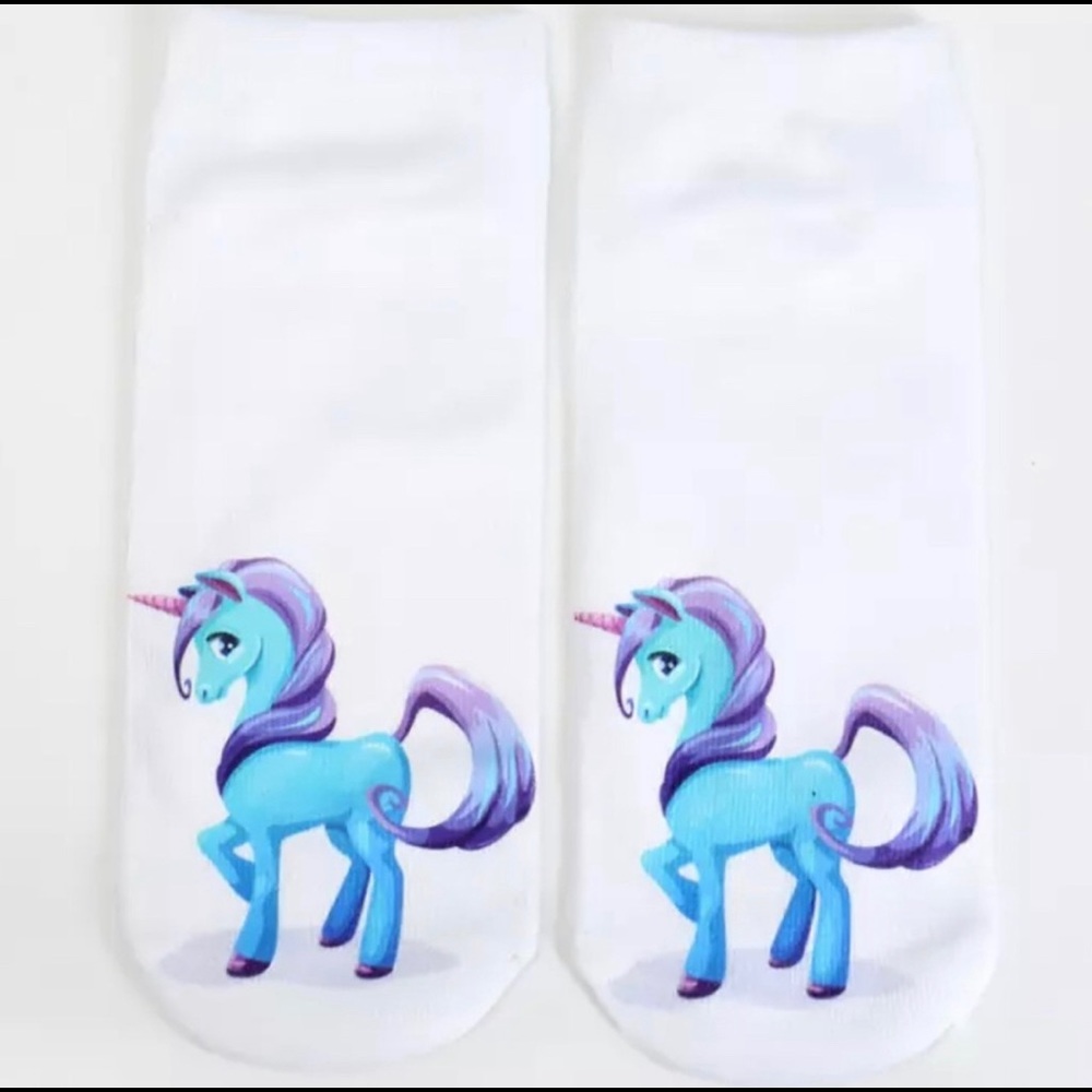 Blue Unicorn Pony Ankle Socks